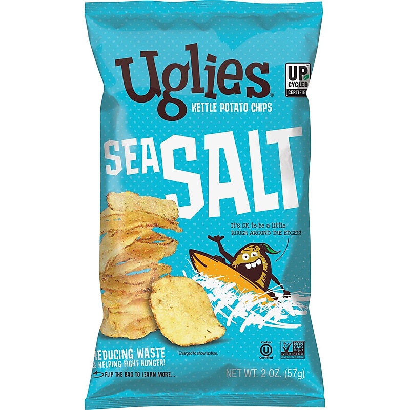 Uglies Gluten-Free Sea Salt Kettle Potato Chips, 2 oz., 24 Bags/Carton (26102) image 1