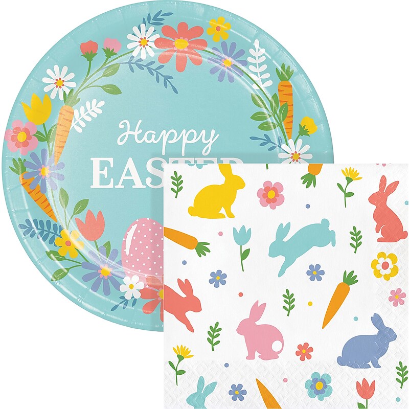 Say Hooray! Easter Frills Disposable Paper Plates and Napkins Set, 48/pack (DTC9647E2G) image 1