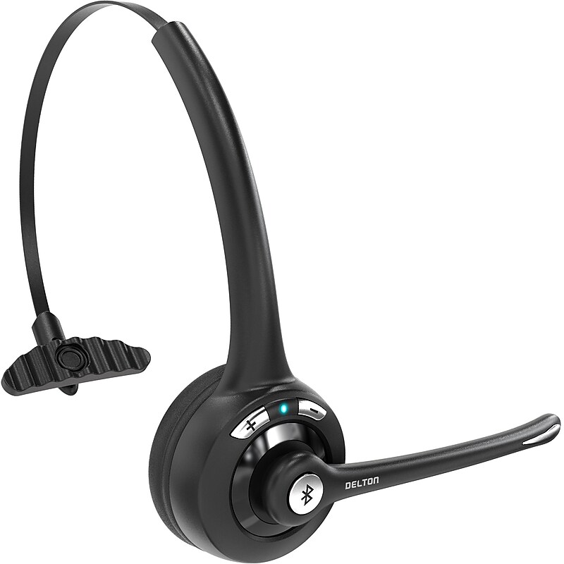 Delton 10X Microphone Wireless Noise-Canceling Bluetooth Mono Trucker Headset, Over-the-Head, Black (DBTHEAD10X) image 1