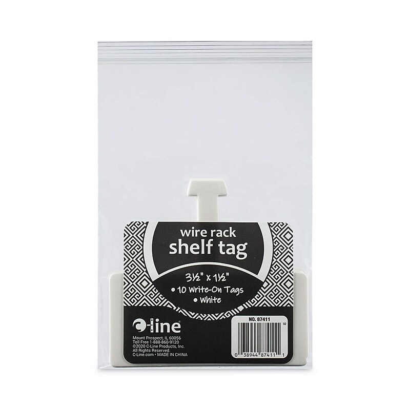 C-Line Shelf Tags for Wire Rack, 3 1/2 x 1 1/2, White, 10/Pack (CLI87411) image 1