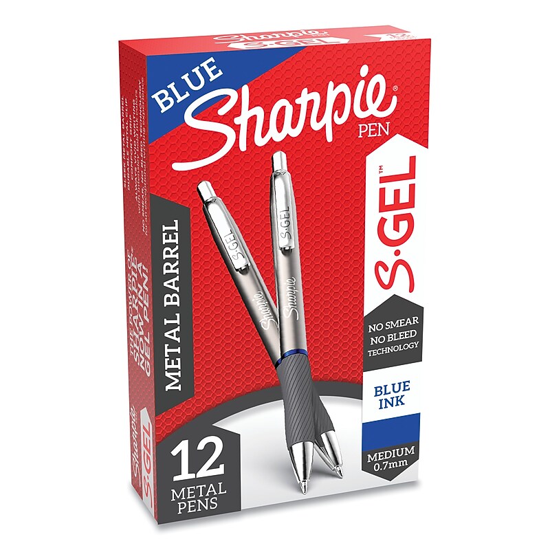 Sharpie S-Gel Retractable Gel Pen, Medium Point, 0.7 mm, Blue Ink, 12/Pack (SAN2147525) image 1