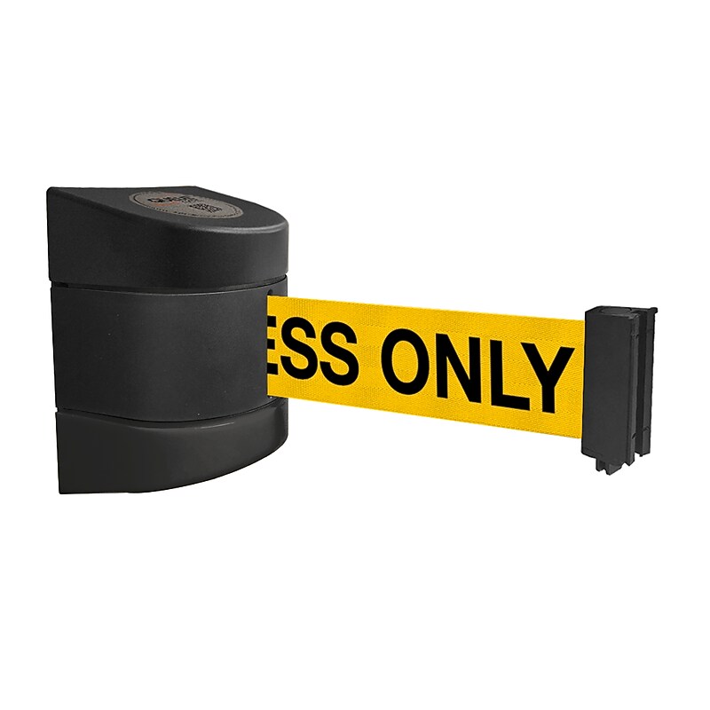 WallPro 400 Wall-Mountable 15' Retractable Belt Barrier, AUTHORIZED ACCESS ONLY, Yellow/Black (WP400B-YBA150) image 1