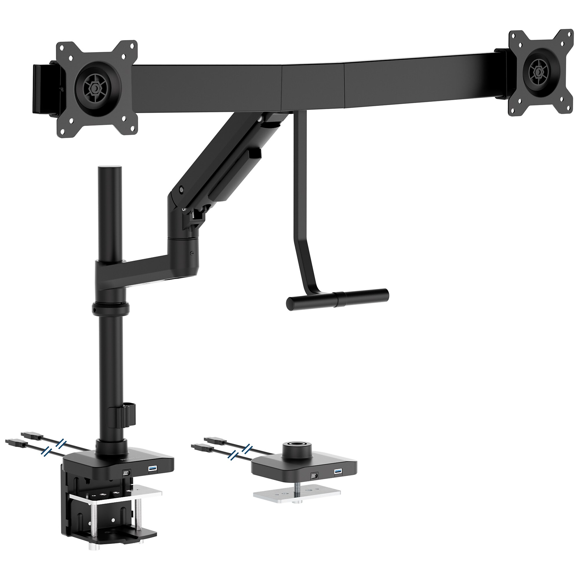 Mount-It! ProFlex Series Dual Monitor Desk Mount with Gas Springs, Pole and Crossbar for Screens Up to 32″, Black (MI-12005) Sansujyuku sansujyuku.com