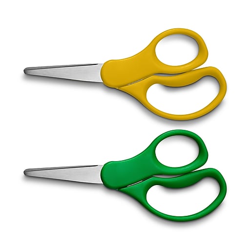 Staples 5 Kids Pointed Tip Stainless Steel Scissors, Straight Handle,  Right & Left Handed, 2/Pack (TR55054)