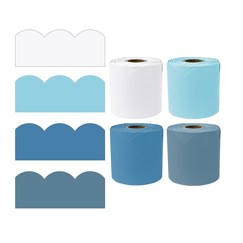 Carson Dellosa 260Ft Ocean Waves Boho Classroom Bulletin Board Borders, 4 Rolls of Scalloped Bulletin Board Border, image 1