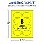 Avery Laser/Inkjet Oval Multipurpose Labels, 2" x 3-1/3", Neon Yellow, 320/Pack (94056)~#|#~5D91BD10-7D2F-4D7C-A4A60197F6D61060_sc7