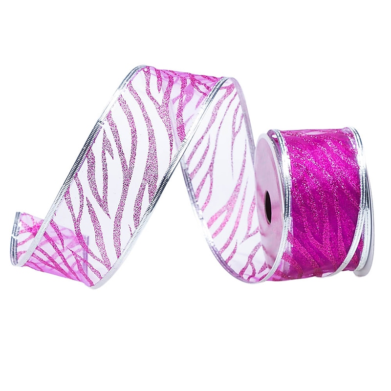 JAM Paper Wire Edged Ribbon, Purple Wave Glitter (210427868) image 1