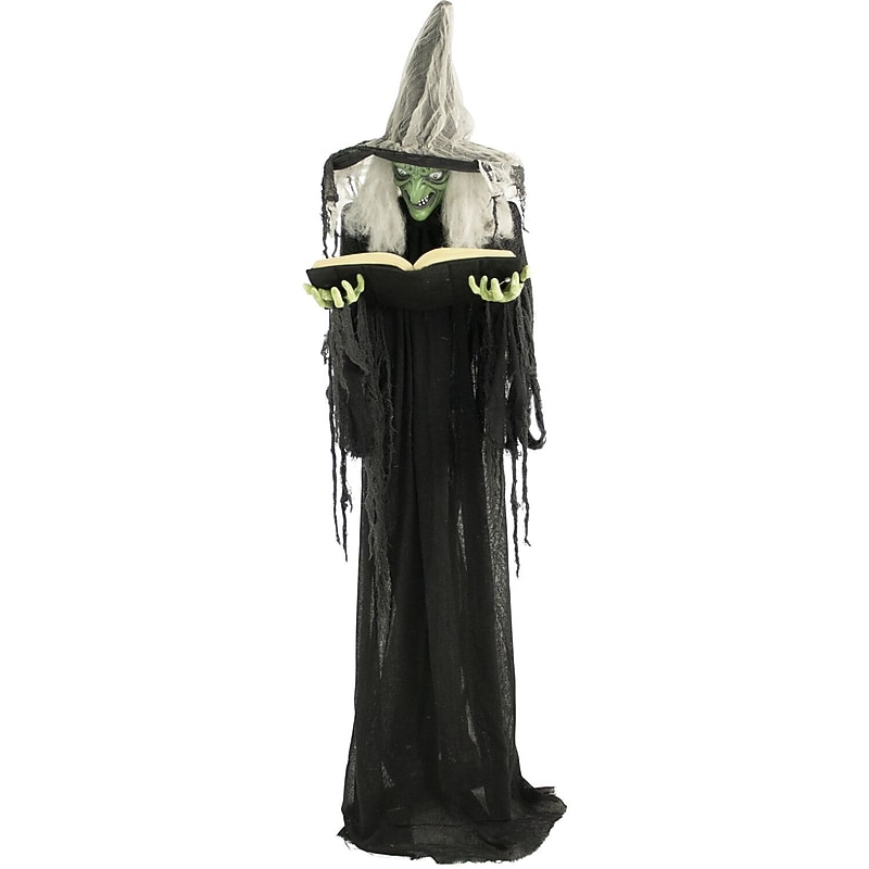 Haunted Hill Farm Life-Size Poseable Witch with Spell Book (HHWITCH-9FLS) image 1
