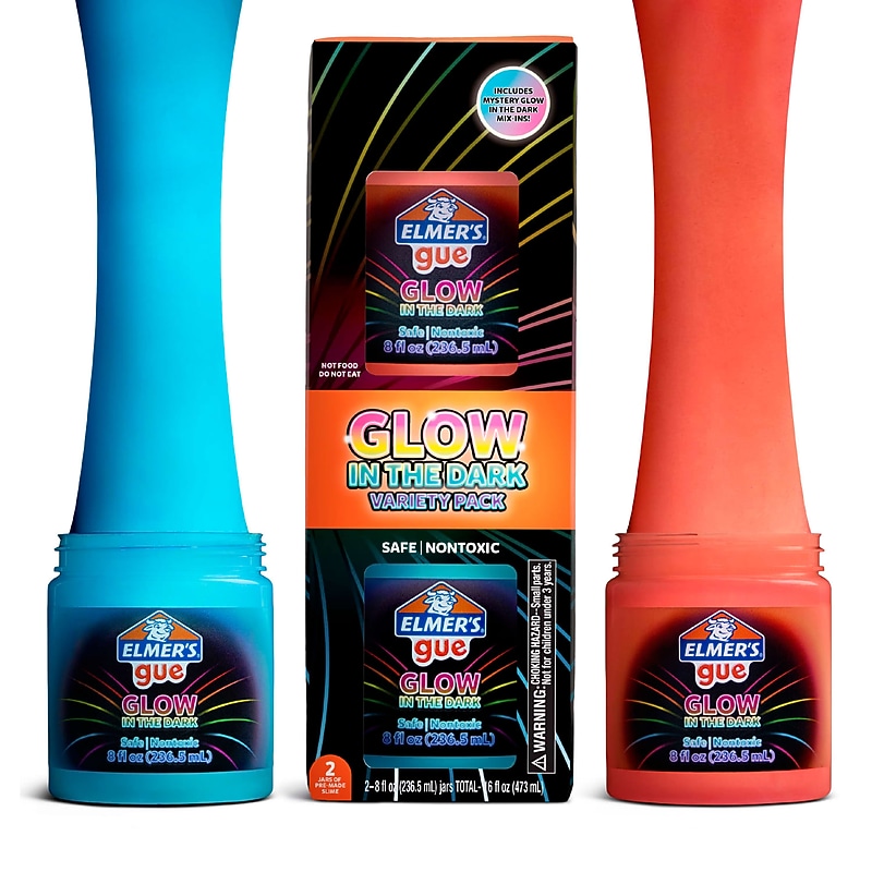 Elmer’s Glow in the Dark Gue Premade Slime, Assorted Colors, 8 oz., 2/Pack (2223187) image 1