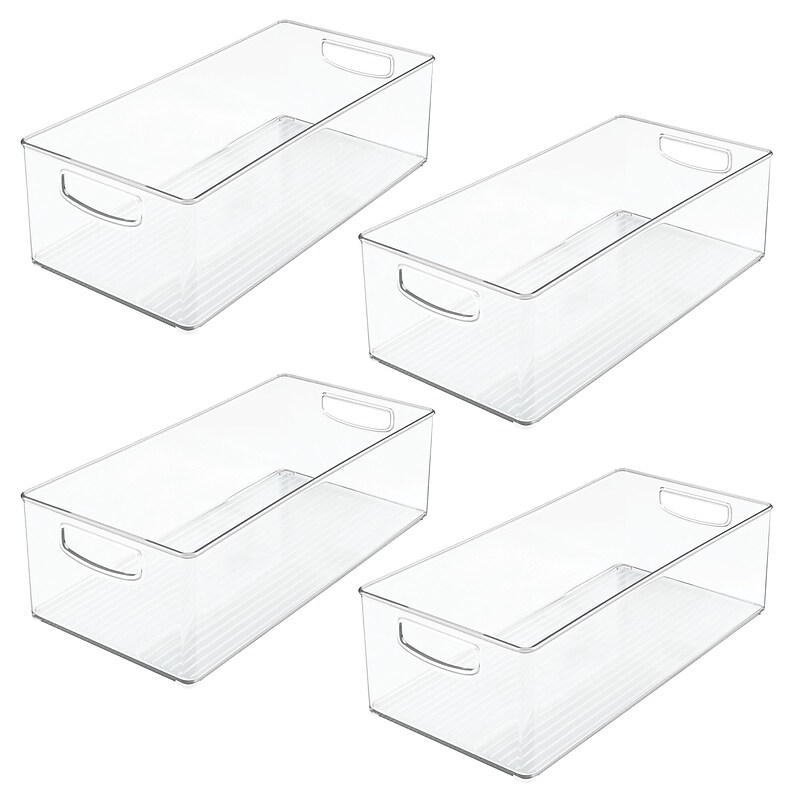 iDESIGN Stackable Plastic Storage Bin, 5" x 8"x 16", Clear, 4/Pack (28085M4) image 1