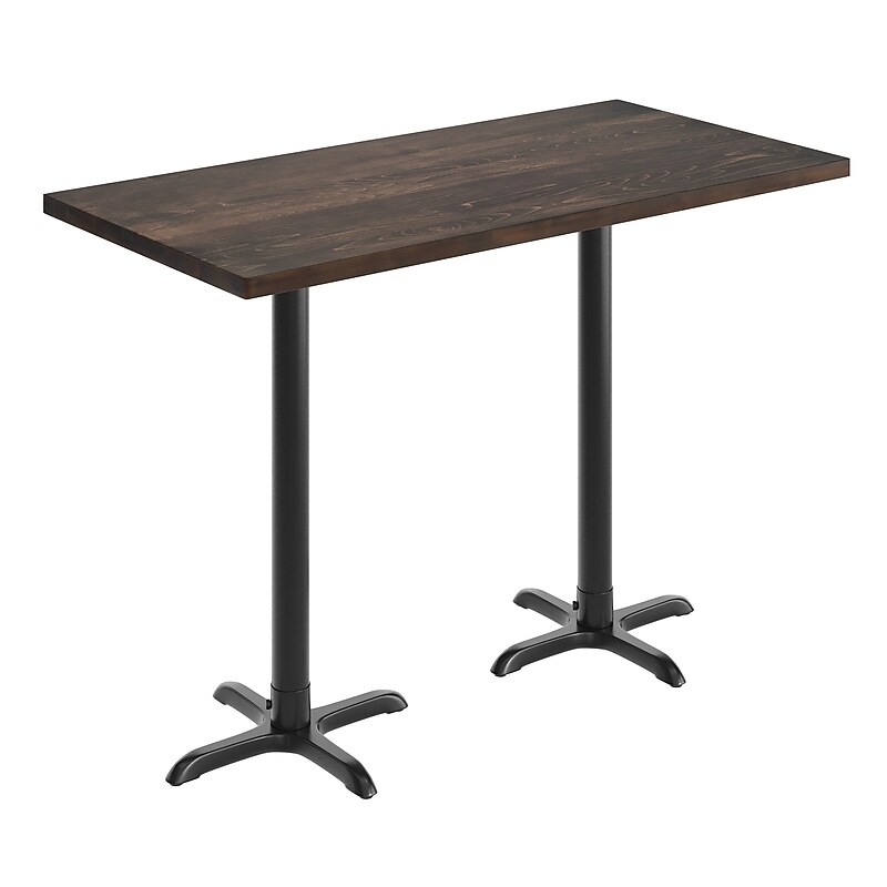 Flash Furniture Bennett Wooden Commercial Indoor Table, 60" x 30", Dark Brown Top/Black Base (GSF3060DBT2222B) image 1