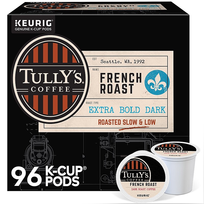 Tully's French Roast Coffee Keurig® K-Cup® Pods, Dark Roast, 96/Carton (700285) image 1