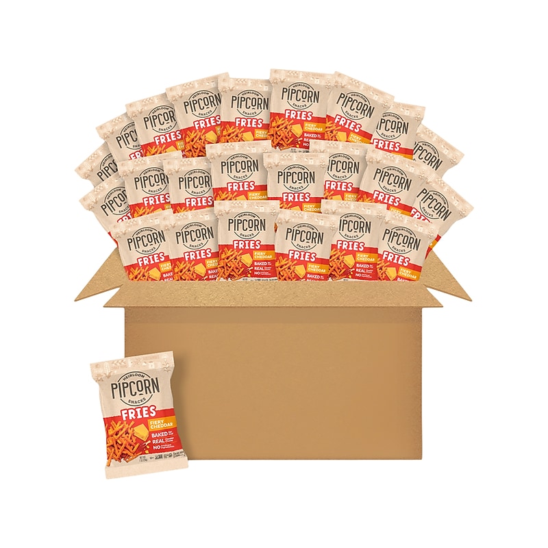Pipcorn Gluten Free Fiery Cheddar Fries, 1 oz., 24 Bags/Carton (FRYFC10C24) image 1