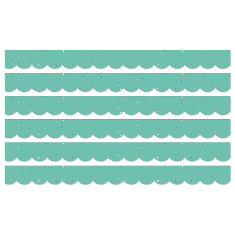 Carson Dellosa Education We Belong Scalloped Borders Per Bundle, 3"x 3', Speckled Teal, 6/Bundle (CD-108494-6) image 1
