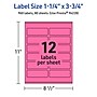 Avery Laser/Inkjet Rectangle Multipurpose Labels, 1.25" x 3.75", Bright Pink, 960/Box (94228)~#|#~5DC23E8E-7399-4ED6-A5958C5B685CE277_sc7