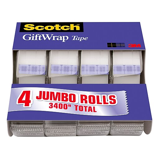 Scotch® Gift Wrap Tape with Dispenser, 3/4" x 23.61 yds., 4 Rolls (415