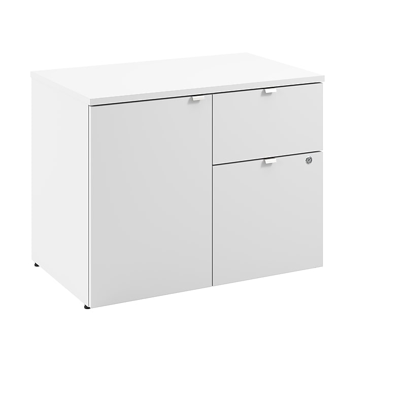 Bush Business Furniture Stratus 24"H Storage Cabinet with 2 Shelves, 2 Drawers, White (SUS130WH) image 1