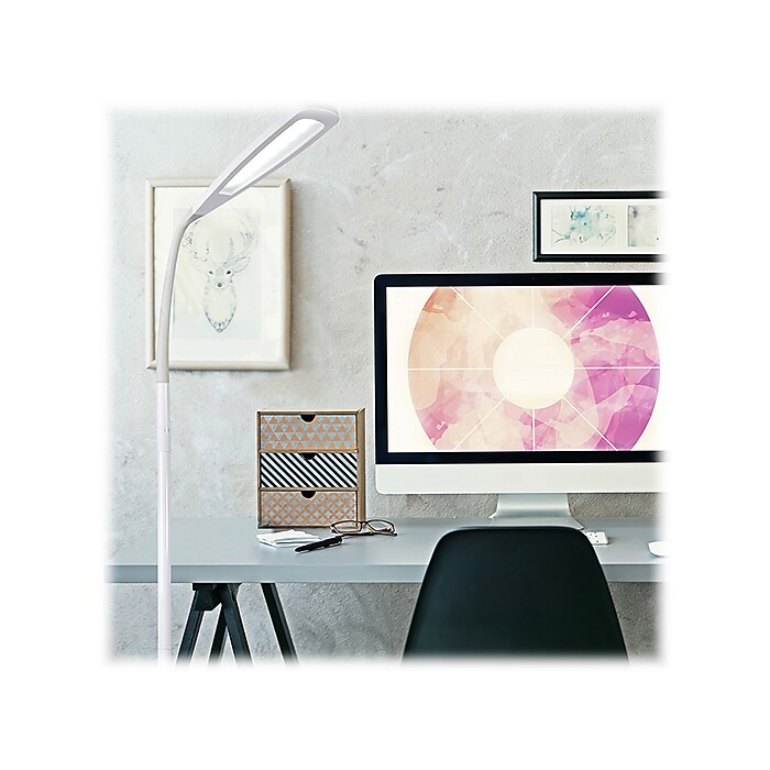 OttLite Flex 71 Glossy Matte White LED Floor Lamp with Flat Teardrop Shade CSP9300W Staples