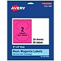 Avery Laser/Inkjet Oval Multipurpose Labels, 4" x 6", Neon Magenta, 40/Pack (94057)~#|#~5DCC8BD3-DFBA-41D0-BC93BB5BA2D8B9A0_sc7