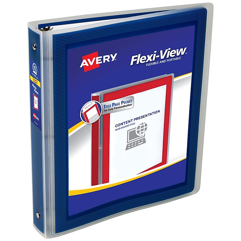 Avery Flexi-View Heavy Duty 1 1/2" 3-Ring View Binders, Navy Blue (17638) image 1
