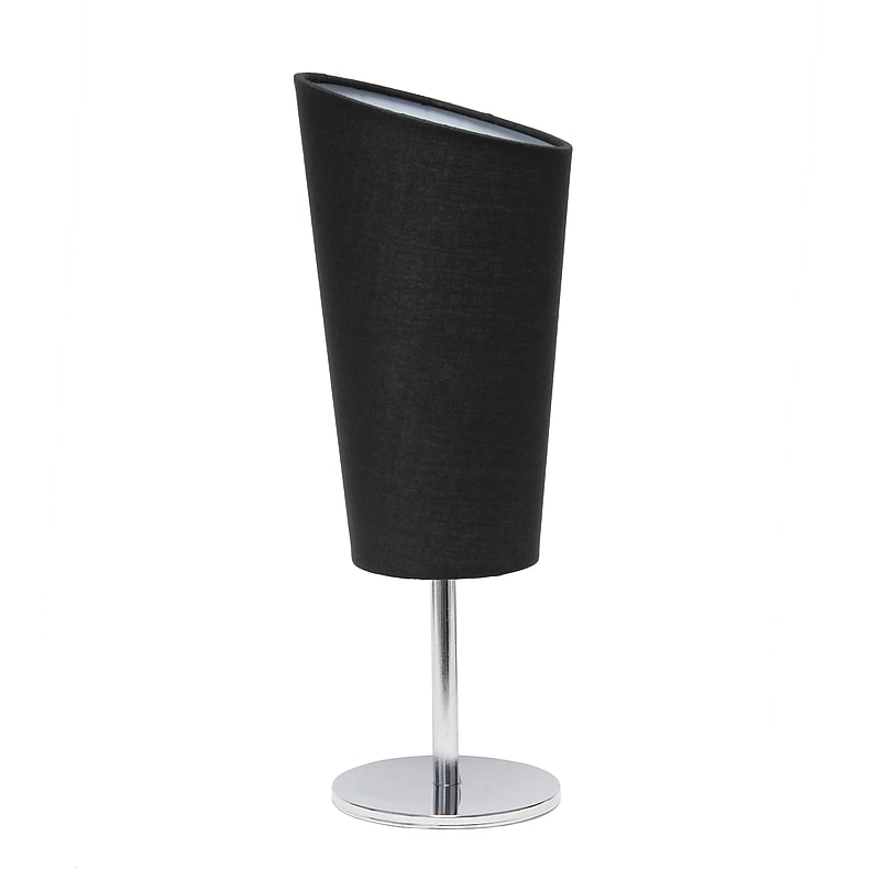 Creekwood Home Chrome Slanted 12.4" LED Table Lamp, Black (CWT-1012-BK) image 1