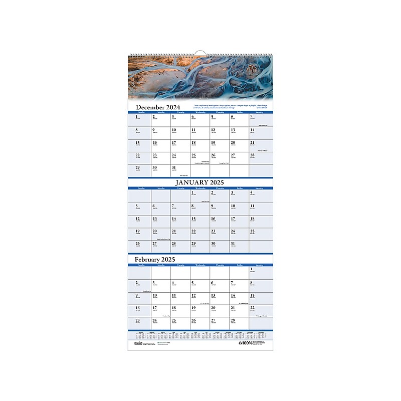 2025 House of Doolittle Earthscapes Scenic 12.25" x 26" Three-Month Wall Calendar (3638-25) image 1