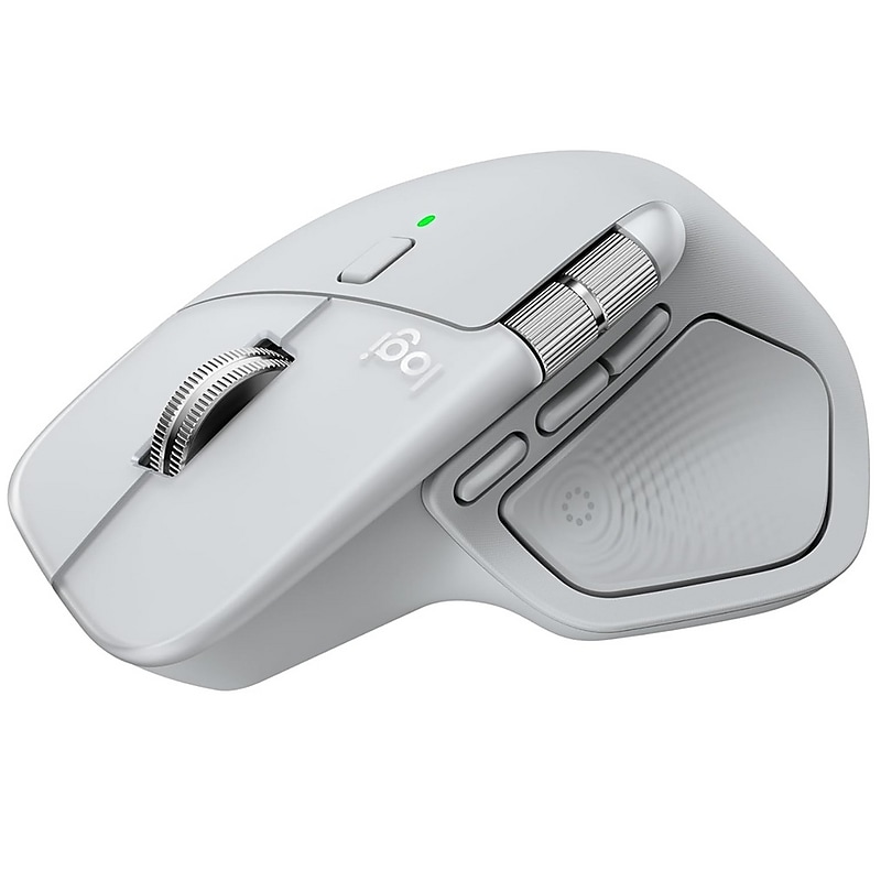 Logitech MX Master 4 Wireless Ergonomic Curved Optical Bluetooth/USB Mouse, White Silver (910-007574) image 1