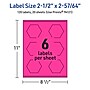 Avery Hexagon Laser/Inkjet Multipurpose Labels, 2-1/2" x 2-57/64", Neon Magenta (120/Pack)~#|#~5DD81C5B-5663-4A8F-8C64C3C395040549_sc7
