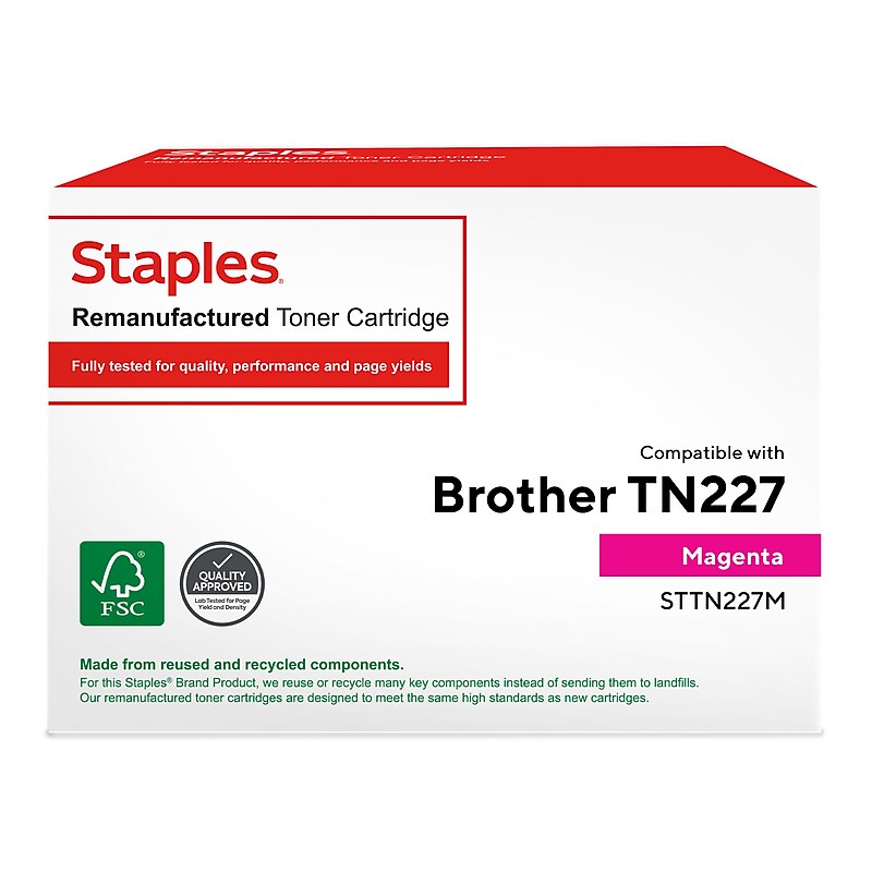 Staples Remanufactured Magenta High Yield Toner Cartridge Replacement for Brother (TRTN227M/STTN227M) image 1