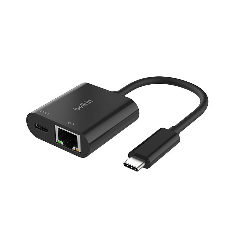 Belkin Connect USB-C to Ethernet + Charge Adapter, 100W (INC019BTBK) image 1