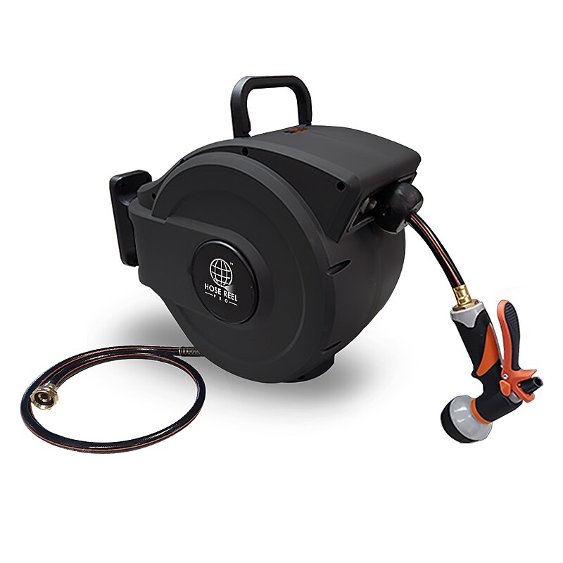 Hose Reel Pro Heavy Duty Retractable Garden Hose Reel, 1/2" x 50', Black (GHR-1/2-BK-50) image 1