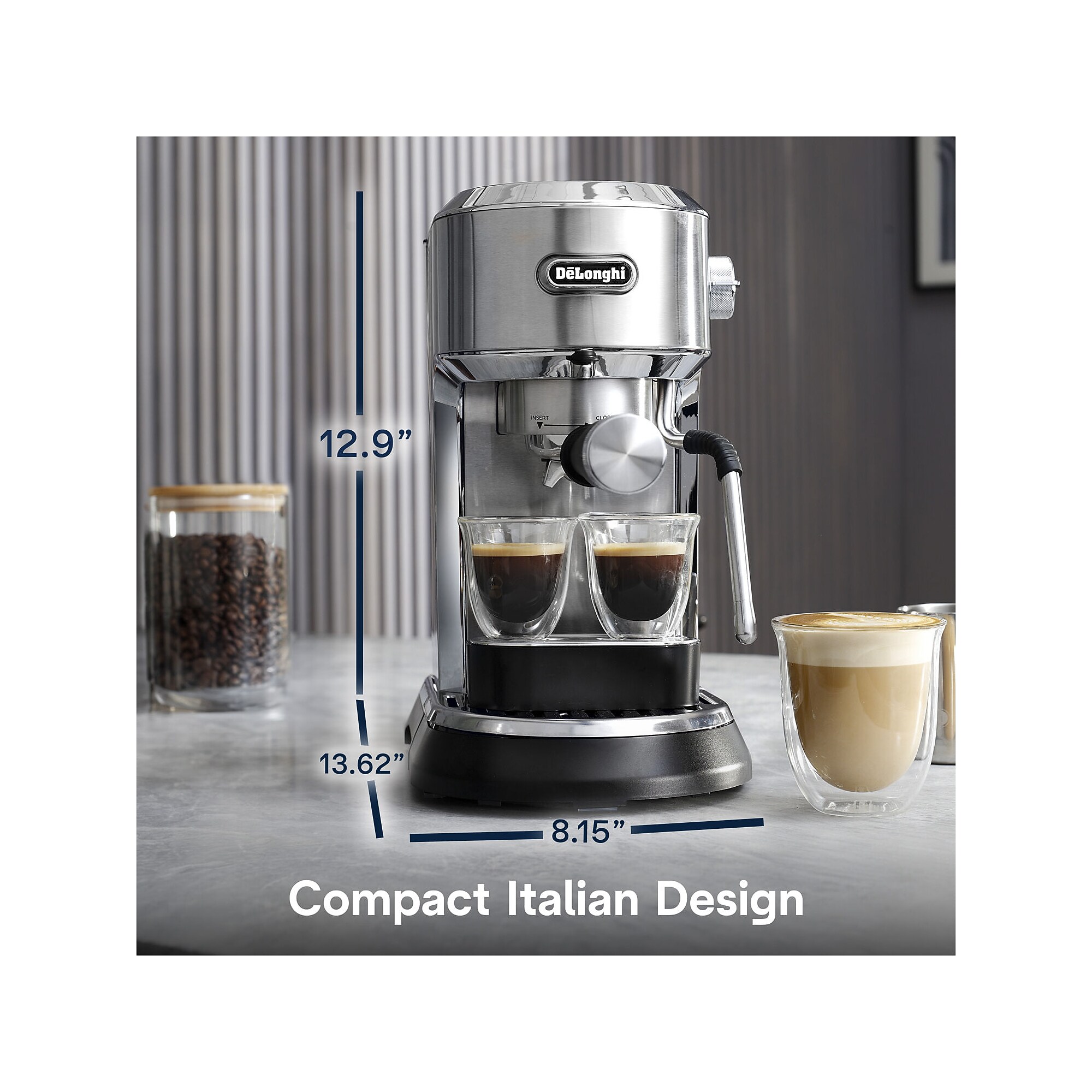 De’Longhi Dedica Duo 2-Cups Steam Espresso Machine, Stainless Steel (EC890M) Sansujyuku sansujyuku.com