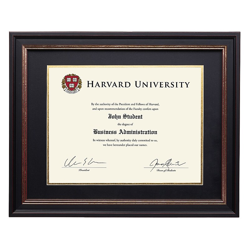 Excello Global Products 8.5" x 11" Composite Wood Photo Document Frame, Black/Gold/Red (EGP-HD-0306) image 1