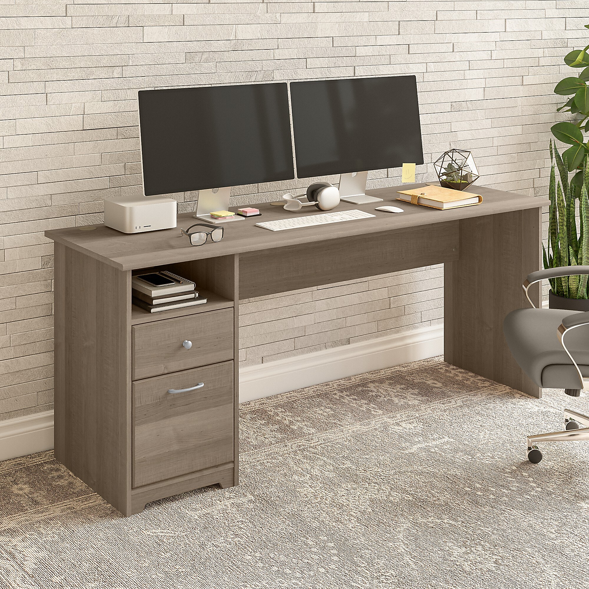 Bush Furniture Cabot 72″W Computer Desk with Drawers, Ash Gray (WC31272) Sansujyuku sansujyuku.com
