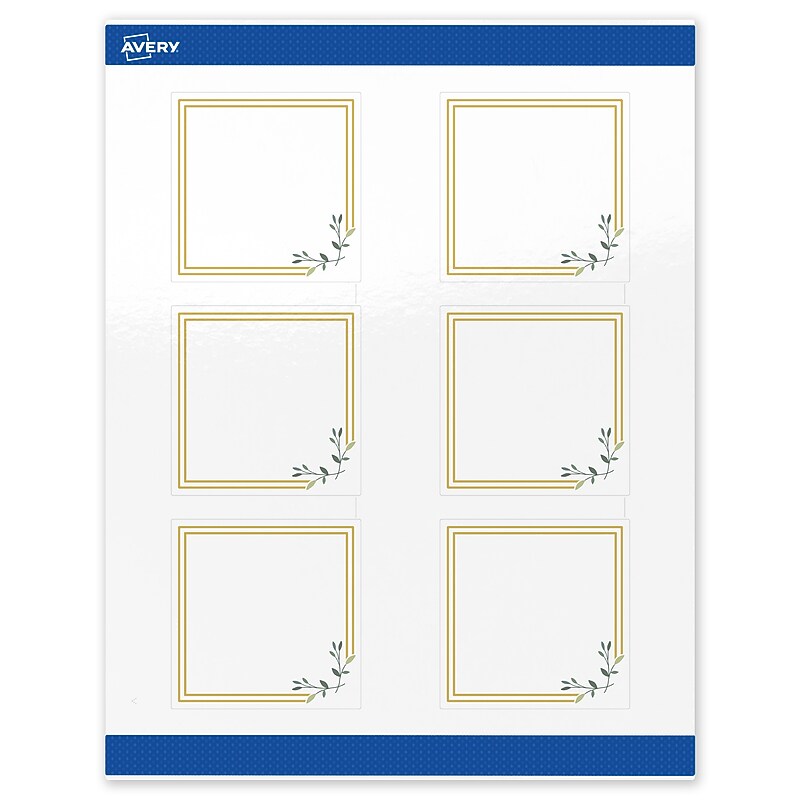Avery Laser/Inkjet Square Multipurpose Labels, 3" x 3", White, 60/Pack (S00-DMT) image 1