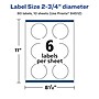 Avery Laser/Inkjet Multipurpose Circle Labels, 2.75" Dia, Glossy Clear, 60/Pack (94512)~#|#~5E0D5BA7-7715-4C2A-8B65F500229423F8_sc7