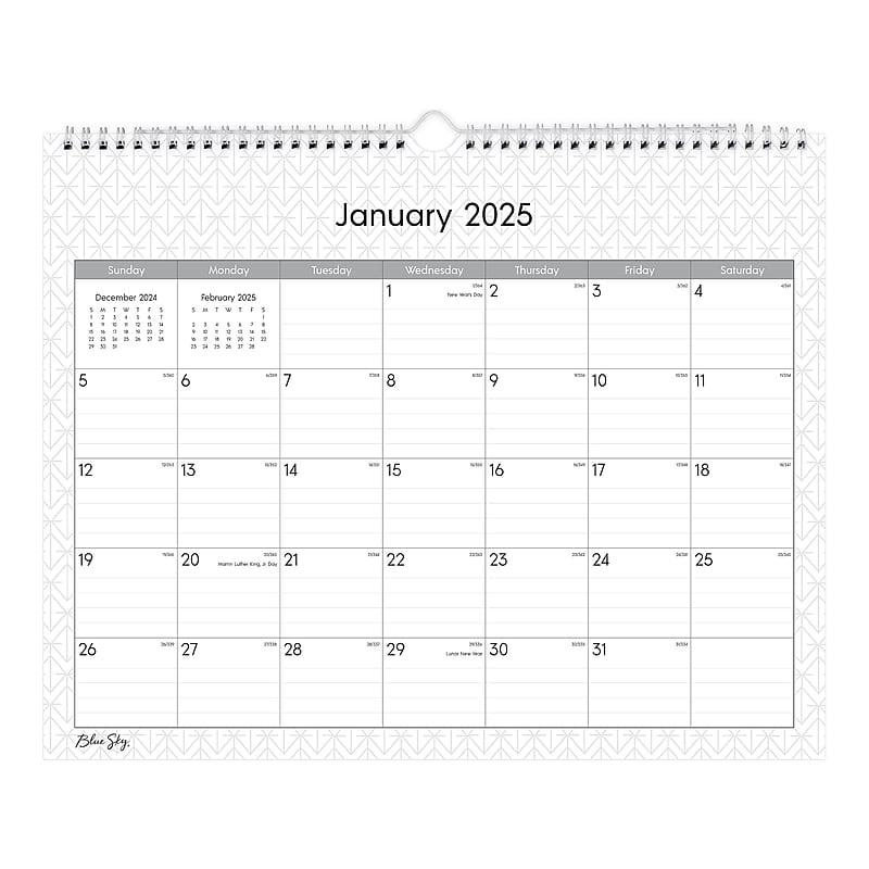 2025 Blue Sky Enterprise 15" x 12" Monthly Wall Calendar, White/Gray (152192) image 1
