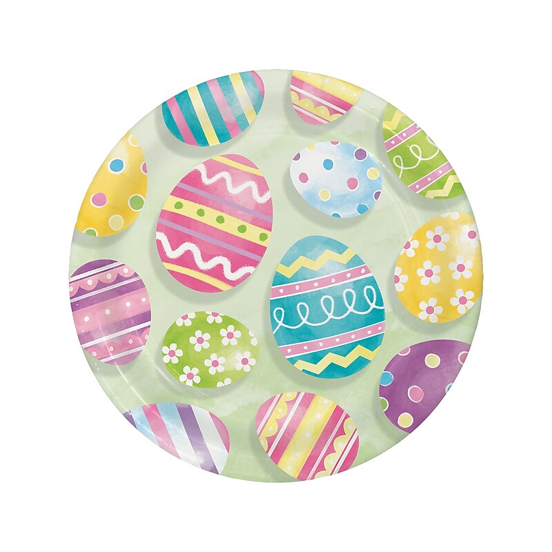 Creative Converting Eggsciting Easter Egg Plate, Multicolor, 24/Pack (DTC369778DPLT) image 1