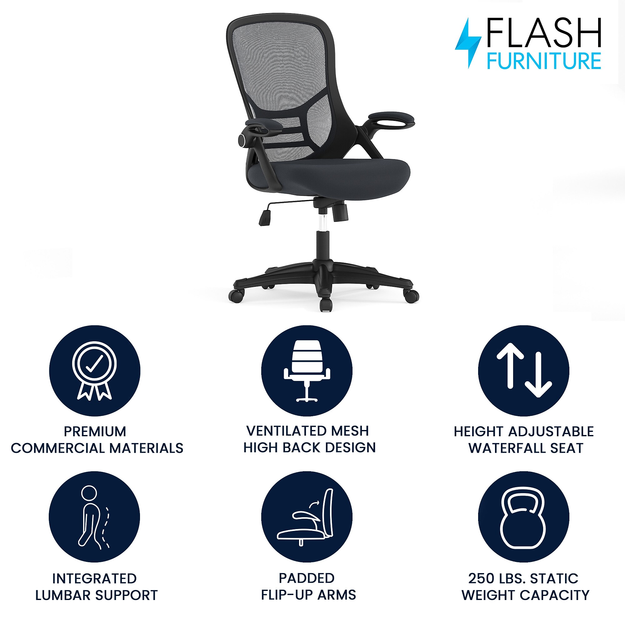 Flash Furniture Porter Ergonomic Mesh Swivel Executive Chair, Dark Gray/Black (HL00161BKDKGY) Sansujyuku sansujyuku.com