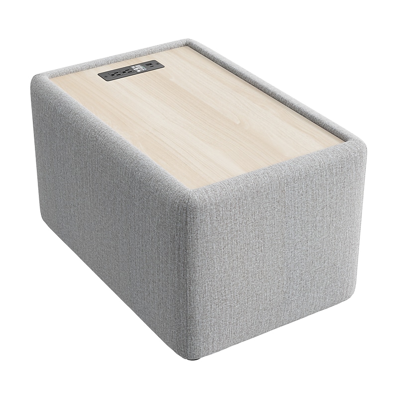 Bush Business Furniture Assemble Side Table with Charging Station, Fog Fabric (ASM120FGF-03) image 1