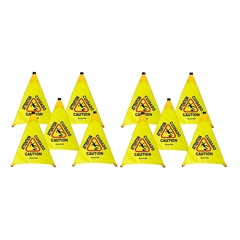 Alpine Industries Caution Wet Floor Sign, Yellow, 10/Pack (ALP498-30-10PK) image 1
