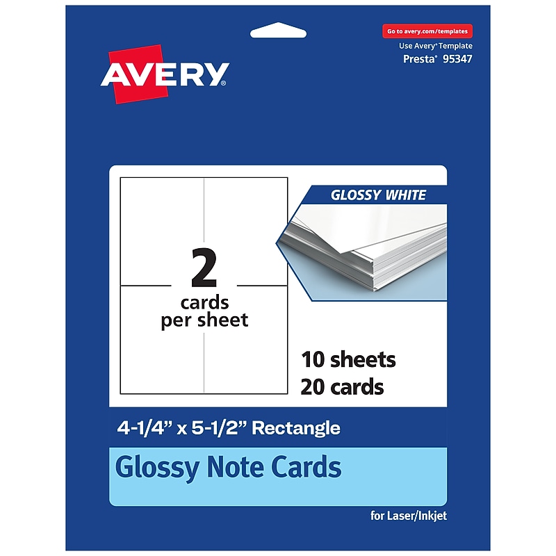 Avery Integrated Cards, 4.25" x 5.5", Glossy White, 20/Pack (95347) image 1