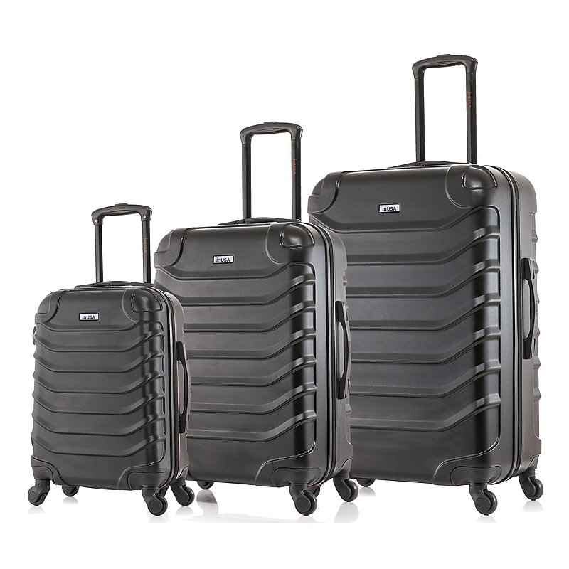 InUSA ENDURANCE 3-Piece Hardside Spinner Carry-On Luggage Set, TSA Checkpoint Friendly, Black (IUENDSML-BLK) image 1