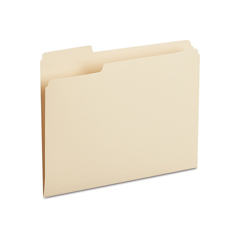 Staples 30% Recycled File Folders, 1/3-Cut Tab, Left Position, Letter Size, Manila, 100/Box (ST116749/116749) image 1