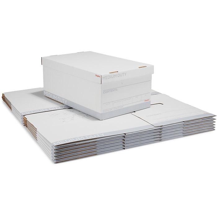Staples Medium Duty File Box with Lift Off Lid, Legal Size, White