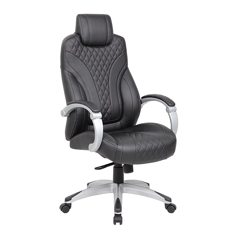 Boss Ergonomic Vinyl Swivel Executive Chair, Black (B8871-BK) image 1