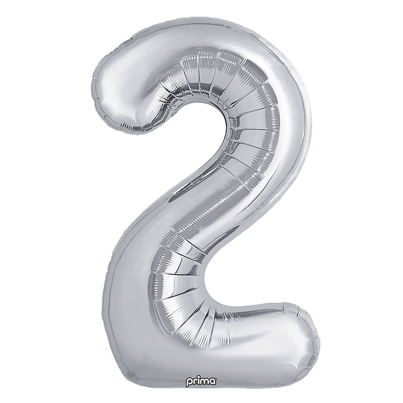 Party City 16" "2" Foil Balloon, Silver, 2/Pack (AM60050249-18) image 1