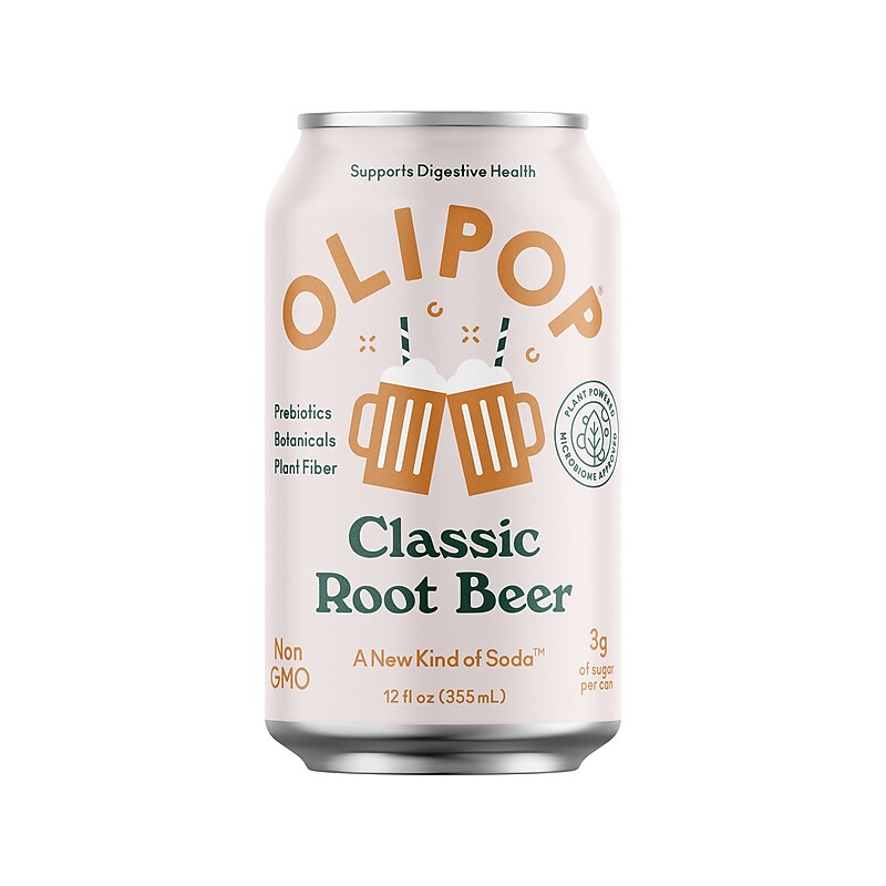 Olipop Prebiotic Classic Root Beer, Caffeine Free, 12 fl. oz., 12 Cans/Case (2886) image 1