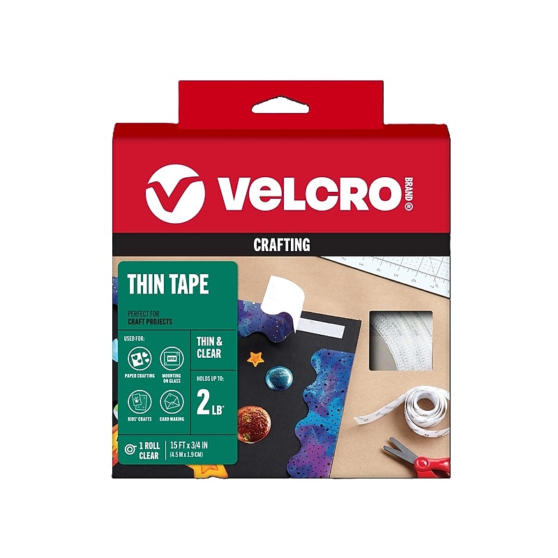 Velcro® Craft Adhesive Back Hook and Loop Roll Fastener, 0.75" x 15', Clear (91325) image 1
