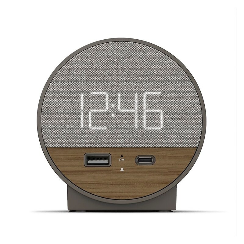 NonStop Station O Modern Alarm Clock, CharcoalWeave (NSO2-WFD) image 1